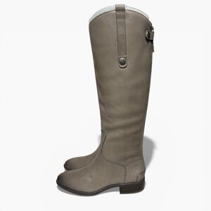 🌻NEW w/Box Sam Edelman Penny Gray Wide Calf Leather Riding Boots Size 6W WIDE